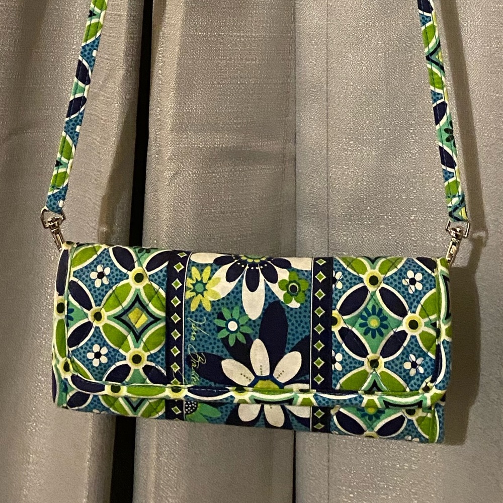 Vera Bradley Green and Blue Quilted Crossbody Bag